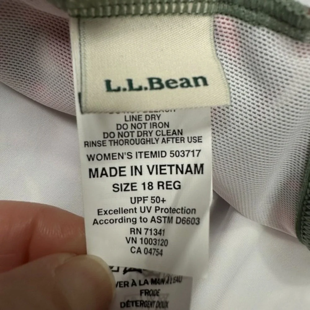 LL Bean Shaping Tankini Swim Top Size 18R Floral Print Tummy Control UPF‎ 50+